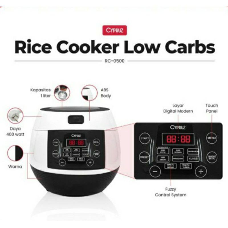 Rice Cooker Low Carbs/Rice Cooker Rendah Gula Cypruz RC-0500