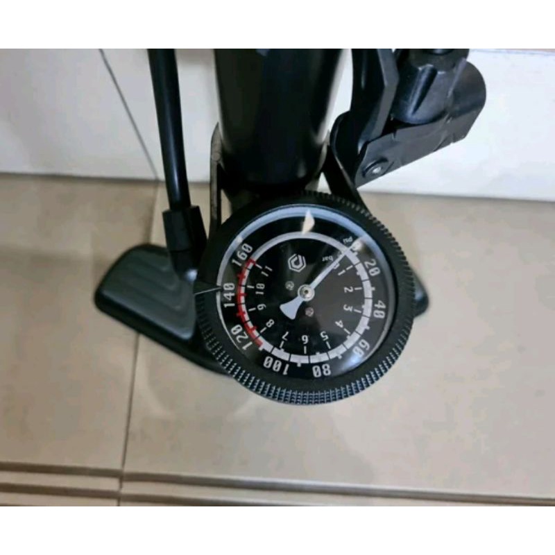 Polygon steel STX 160 psi dual head. pompa lantai sepeda high pressure tekanan tinggi floor pump