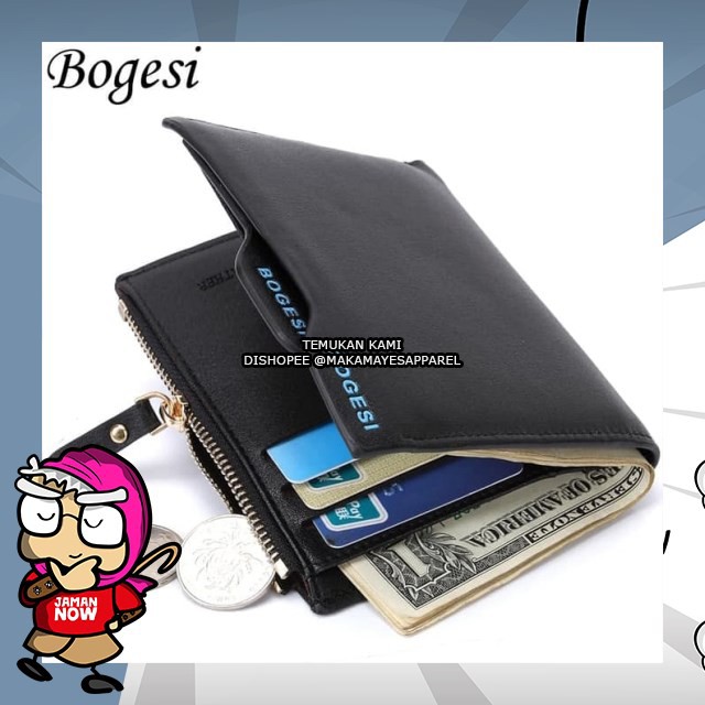 MK1370 DOMPET KULIT BOGESI BEST PRIA LEATHER WALLET - BLACK - HITAM BY MAKAMAYES