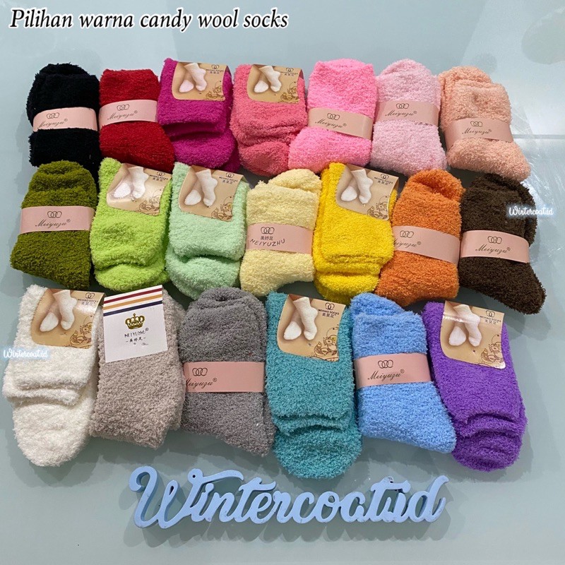 Kaos kaki wool wanita winter socks woman sarung musim dingin hangat candy wol import gunung