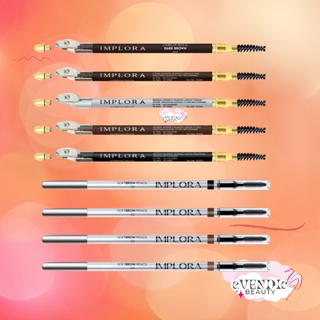 100% ORIGINAL PENSIL ALIS IMPLORA / CELAK / EYEBROW PENCIL [BPOM] / softbrow brown / dark brown / grey brown / silver / black