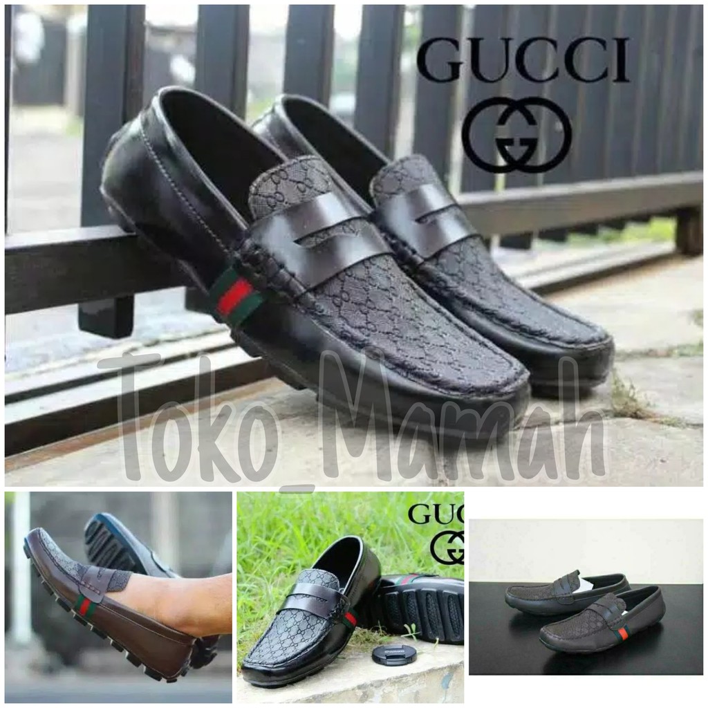 KICK TONE 02 BLACK SLIP ON PRIA KASUAL GUCCI BS158 BS159 BS160 BS161 BS16 Slip On Pria Hitam