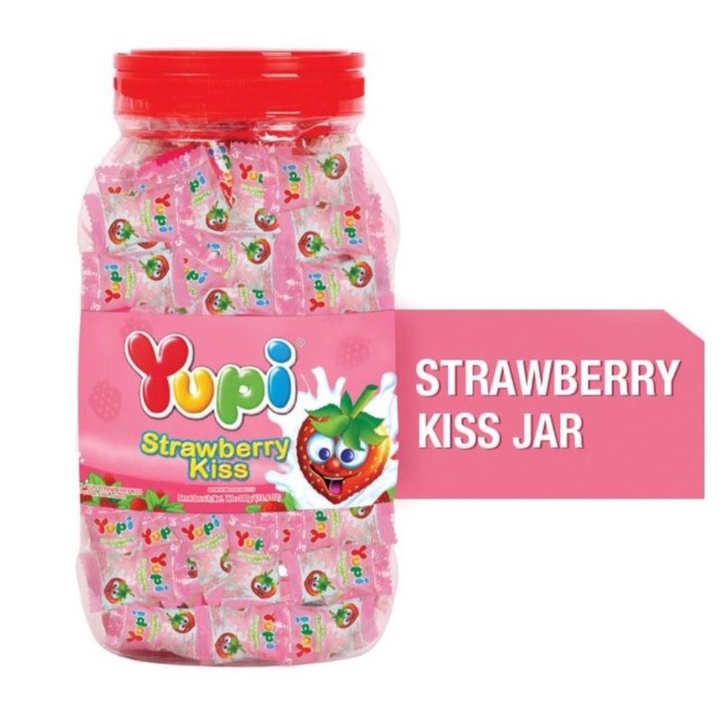 

Permen Yuppi Strawberry Toples Kiss Jar 300GR