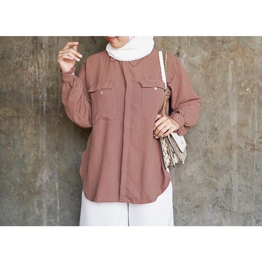 BEFAST - ZFS OOTD Wanita Kemeja YAYU / KARINA CRINKLE SHIRT / Atasan Kemeja Lengan Panjang / Fashion Wanita Kerja / kemeja Polos Casual / Kemeja Terlaris / Termurah