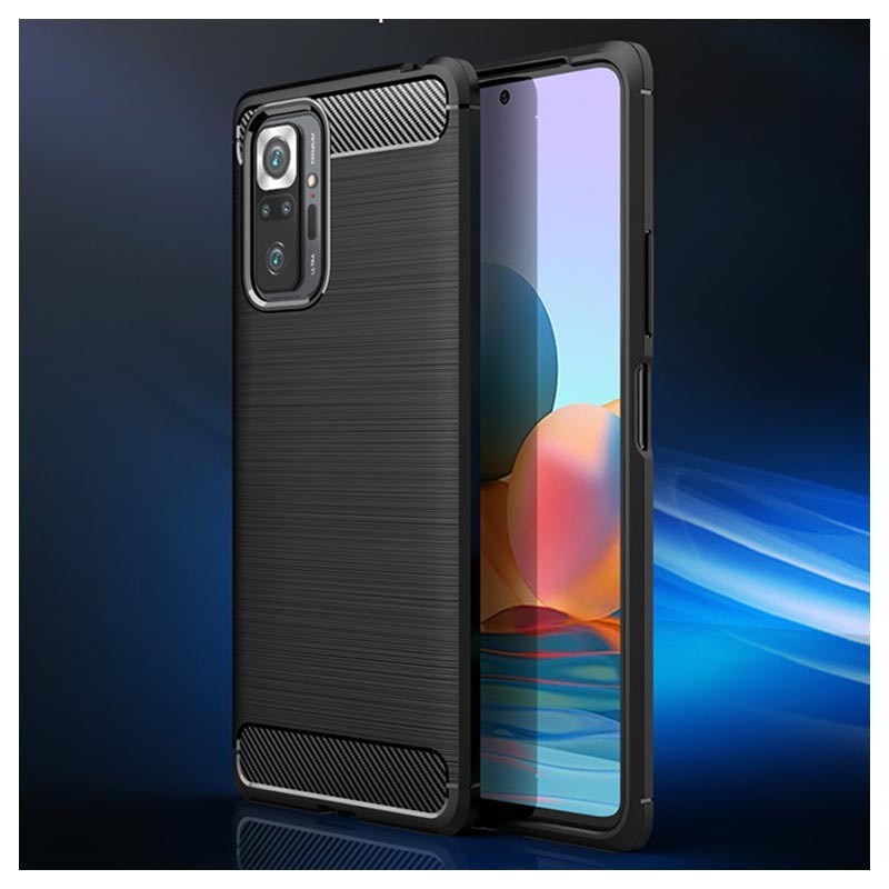 Casing Softcase Xiaomi Redmi Note 10 Pro IPAKY Carbon Fiber Matte Softcase - Hitam