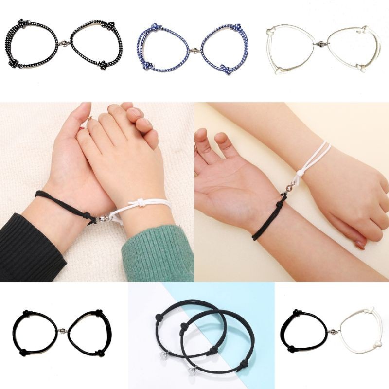 Sepasang (2 buah) Gelang Pasangan Magnet Couple Leather Bracelet Koneksi