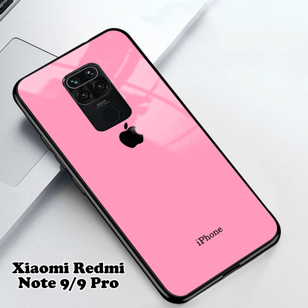 Softcase Glass Kaca Xiaomi Redmi Note 9/9 Pro [FC23] Case Motif IP - Casing Hp Redmi Note 9/9 Pro - 