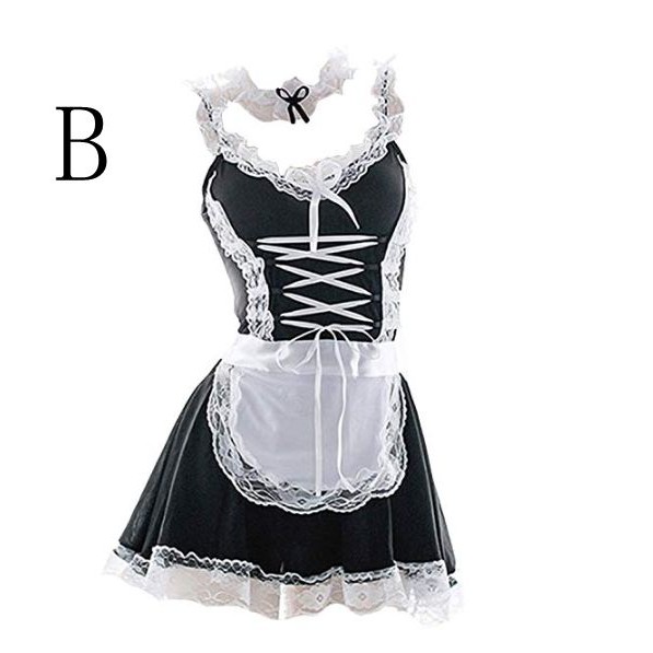 (COD) Lingerie Wanita Sexy G String Seragam Cosplay French Maid Set A312-1-3