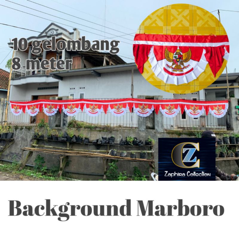 bendera background merah putih model marboro 8 meter & 4 meter