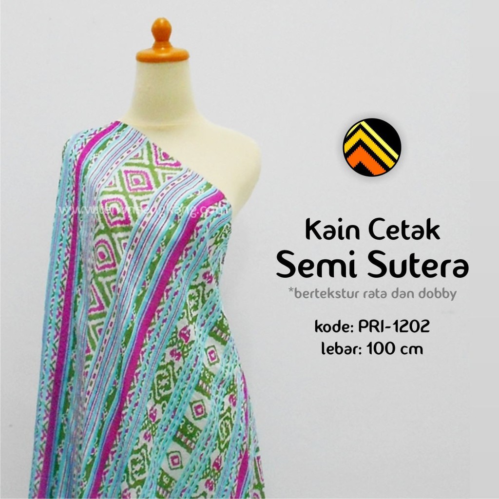 Tenun Sengkang PRI-1202 - Kain Tenun Cetak Semi Sutera Meteran Khas Bugis Makassar