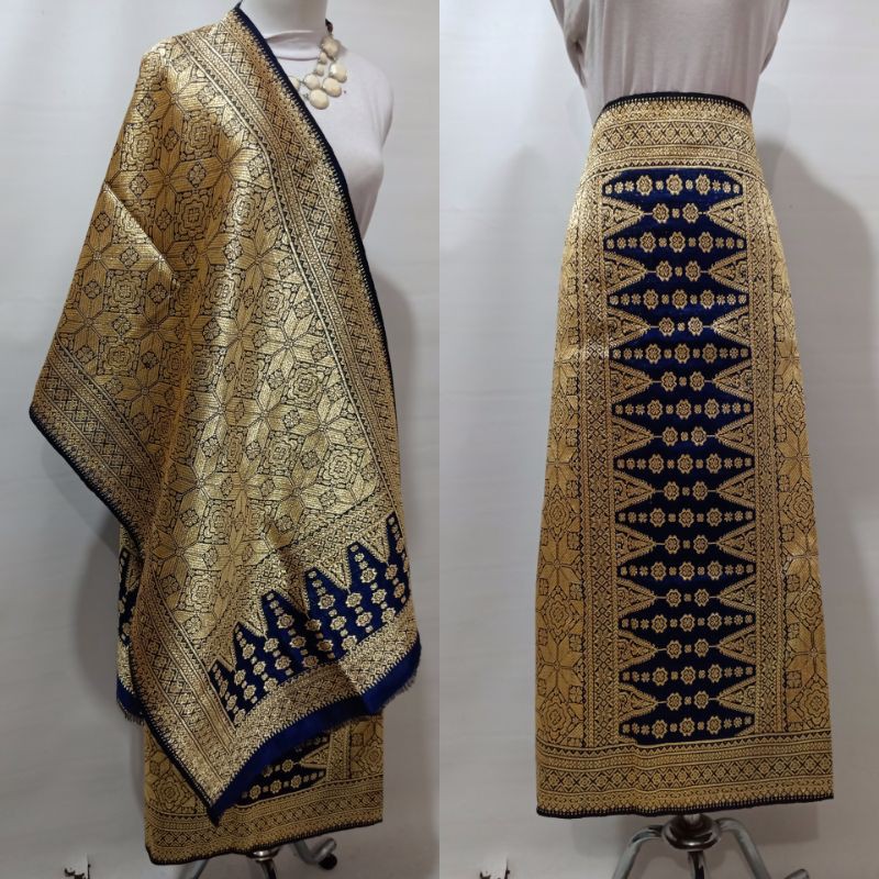 Songket Palembang Asli l Motif Lepus Bintang Seribu l Berlian ORI Warna Biru Navy