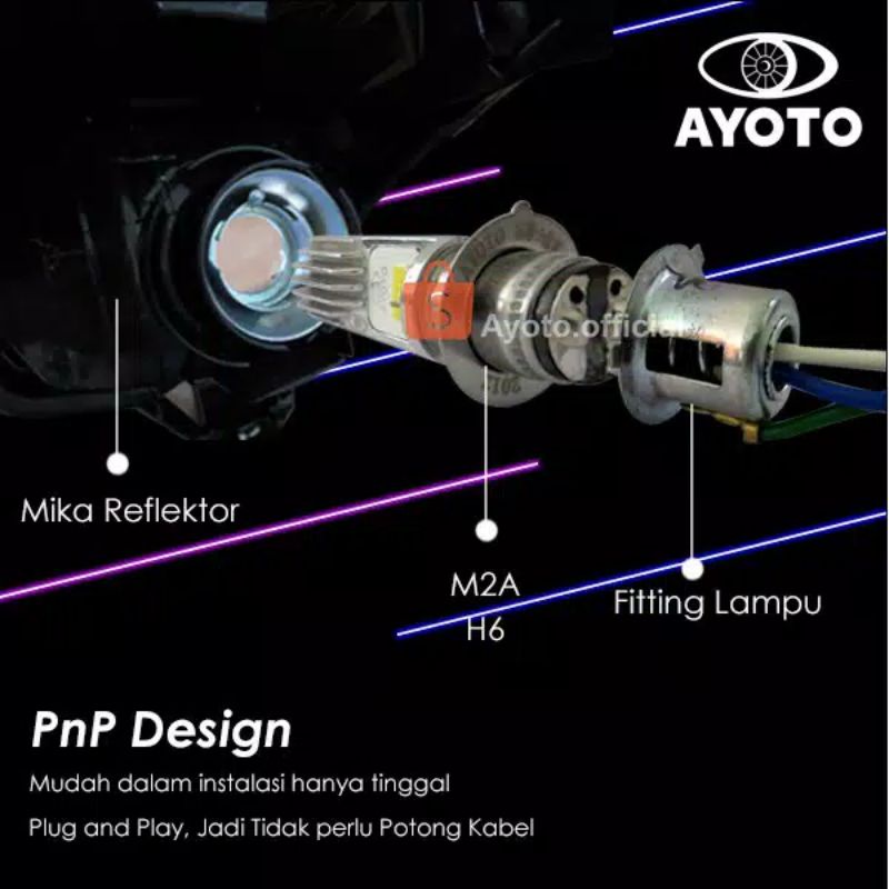 LAMPU DEPAN LED AYOTO M2A H6 AC DC MOTOR MATIC DAN MOTOR BEBEK