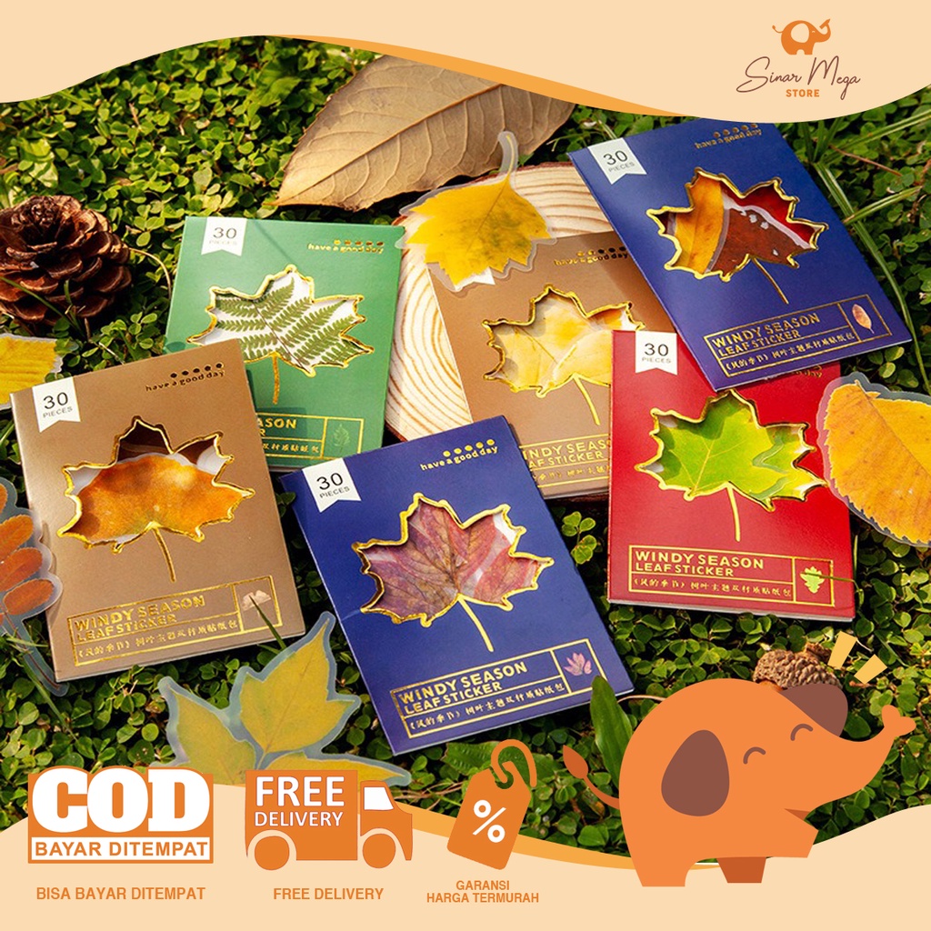

Fallen Leaves Collection Flake Stickers Set / Stiker Kertas Washi Motif Lucu Unik Murah