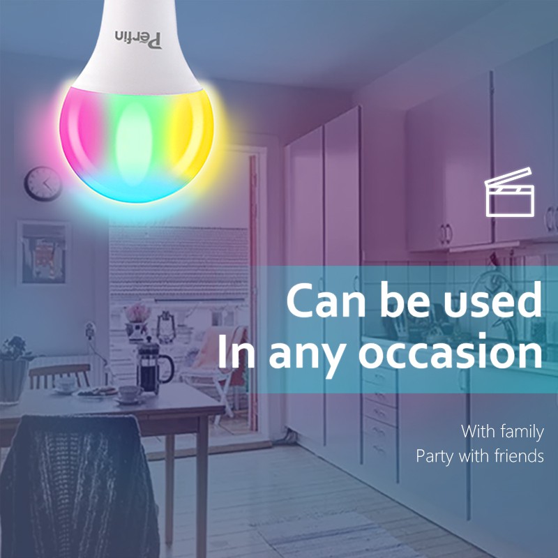 BLINGO x Perfin Lampu Bohlam RGB Lampu Bohlam LED  Berubah Warna Dengan Remote Control 10Watt