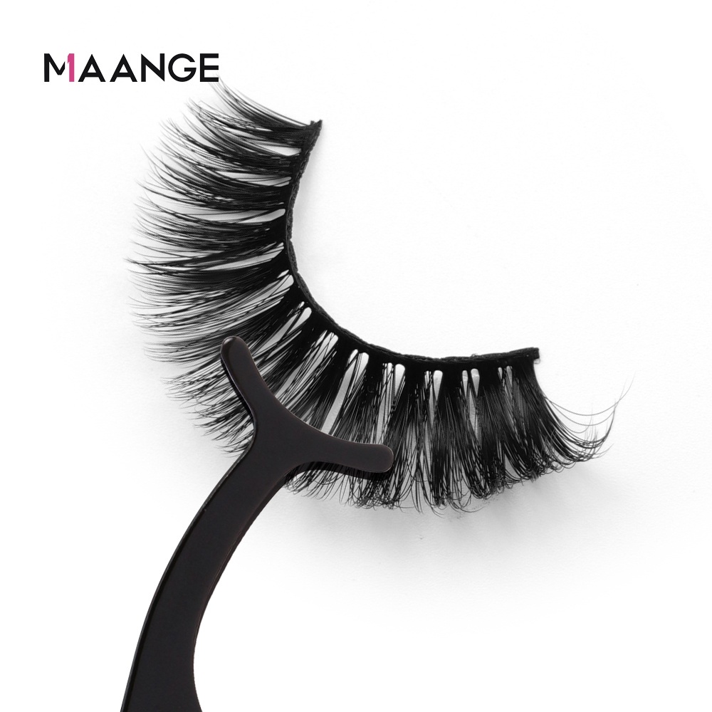 MAANGE 1Pcs Black Eyelash Tweezers Clips Stainless Steel Eyelashes Applicator