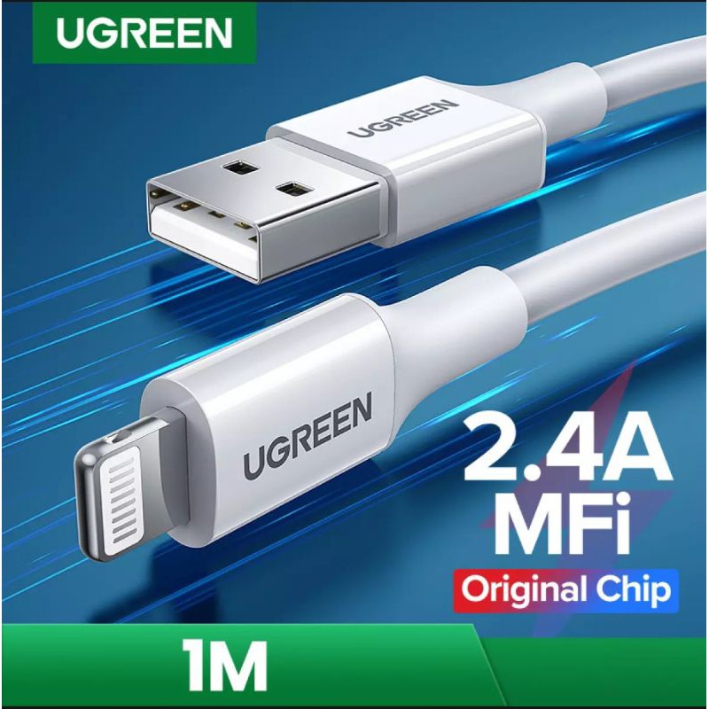 Ugreen Kabel Lightning Mfi 2.4A Support for iPhone 14 13 12 11 Pro 8 7+ Plus 6 Se X XR Xs Max