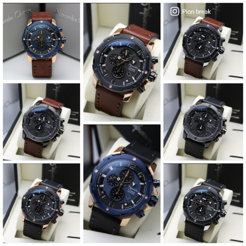 JAM TANGAN ALEXANDRE CHRISTIE KULIT PRIA AC6410  / AC 6410 LEATHER MEN ORIGINAL