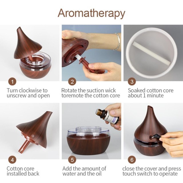 KBAYBO Ultrasonic Air Humidifier Aromatherapy Wood Grain 300ml K-H98 Dark Brown. Grab Medan