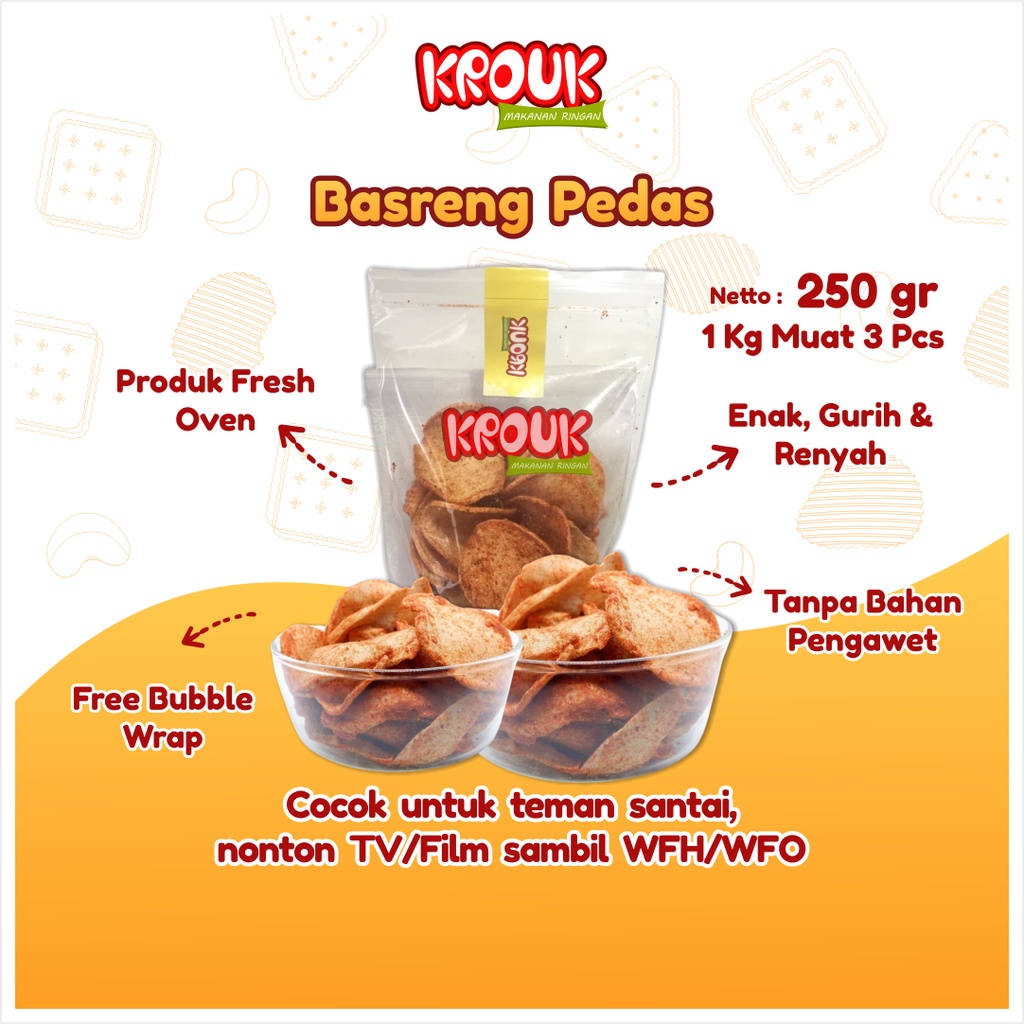 

Krouk Snack Basreng Bakso Goreng Pedas Bulat Jajanan Cemilan Camilan Ngemil Makanan Ringan Kekinian Murah Pedes Kiloan Halal 250 gram