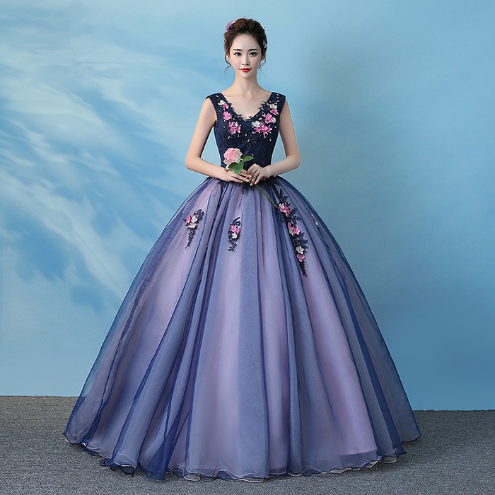 Gaun Pengantin 0071117 Biru Ungu Wedding Gown Wedding Dress