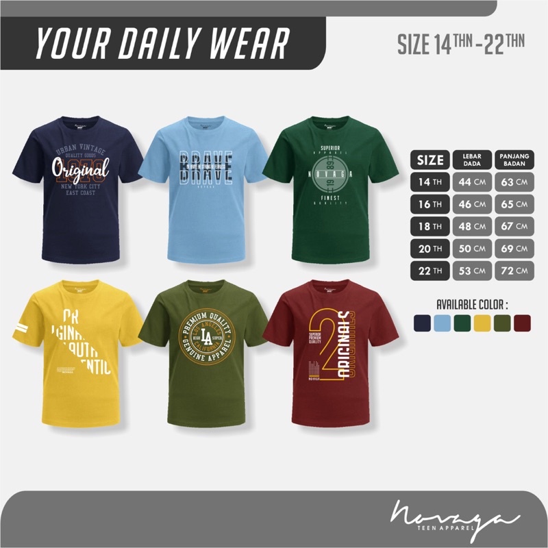 Kaos Oblong Teen Novaga Remaja Laki Laki Perempuan - Baju Harian Dewasa Cewek Cowok - Pakaian Jalan Jalan Nyaman Adem Murah Usia 14 16 18 20 22 Tahun