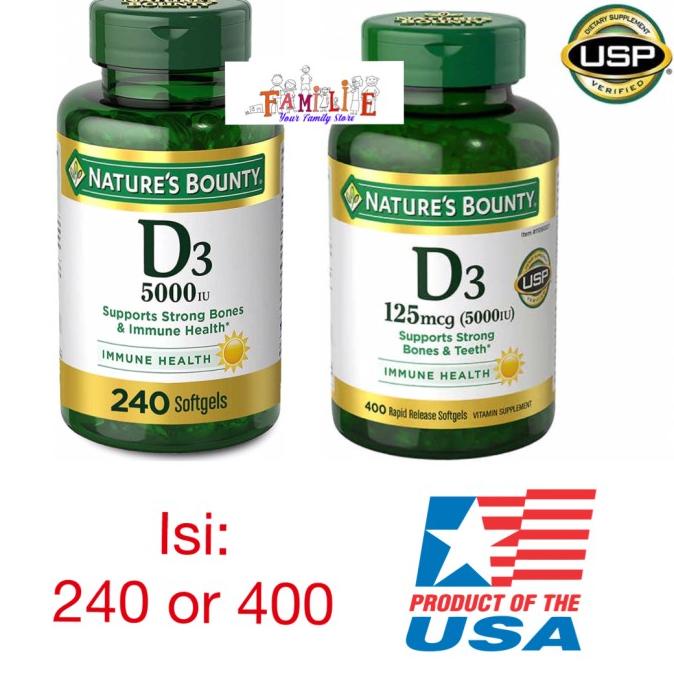 Nature Bounty Vitamin D3 ( 5000 iu ) - USA Origin - Isi: 240 Lc
