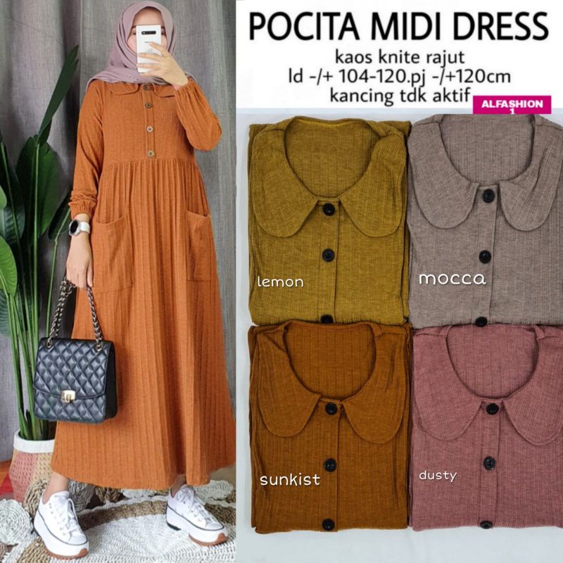 POCITA MIDI DRESS ORIGINAL PRODUK BY ALFASHION