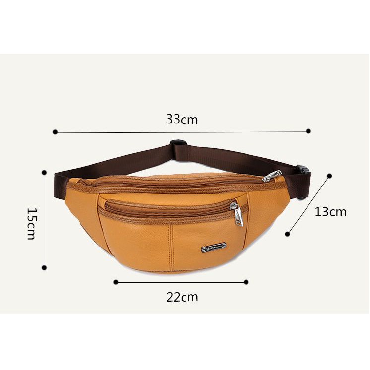 Waist Bag Tas Pinggang Selempang Pria Kulit Sapi Asli Import