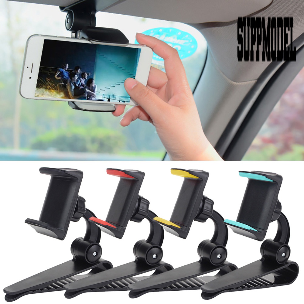 Bracket Klip Mount Sun Visor Mobil Holder Handphone / Navigasi Universal 170 ° Adjustable