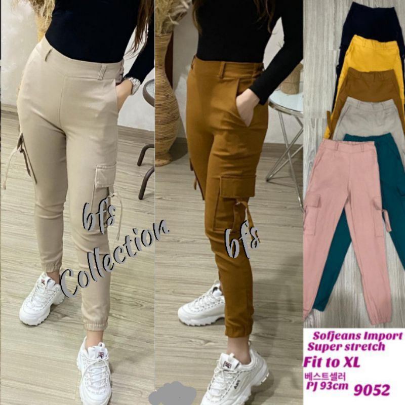 Celana Cargo Wanita Impor softJeans 9052