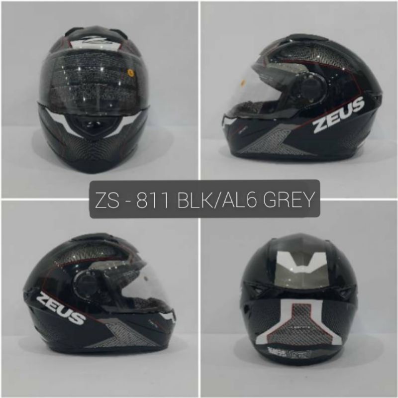 HELM ZEUS FULL FACE HELM ZEUS FULL FACE HELM ZEUS ZS - 811 BLACK AL6  GREY - FREE SMOKE VISOR ZEUS ORIGINAL ( ONGKIR 2KG )