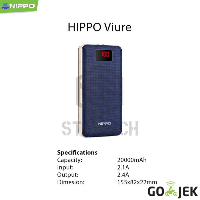 Hippo Viure 20000 Mah Simple Pack Powerbank - Hitam
