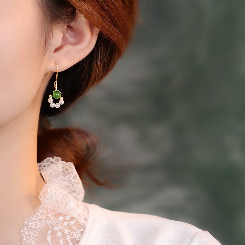 Anting Mutiara Giok Untuk Wanita