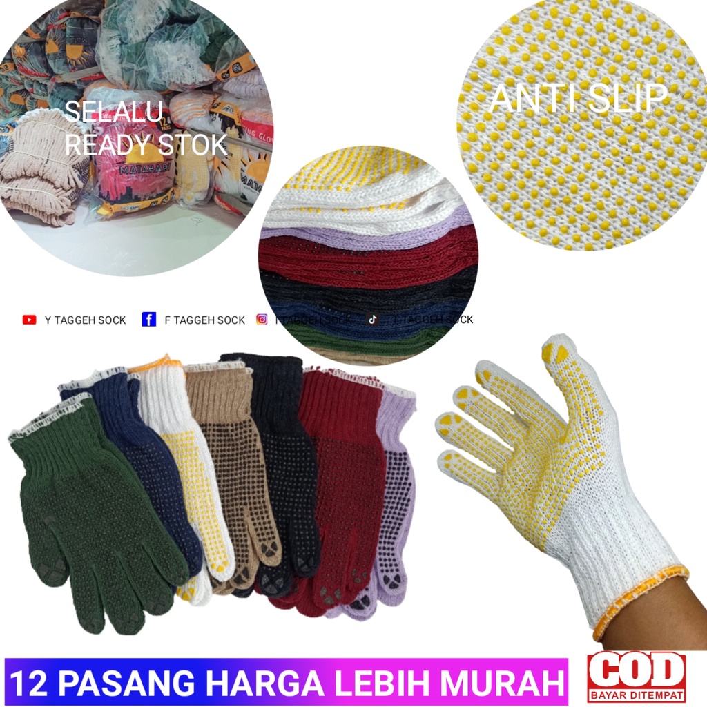 SARUNG TANGAN PEKERJA /SARUNG TANGAN MATAHARI ANTI SLIP POLOS WARNA