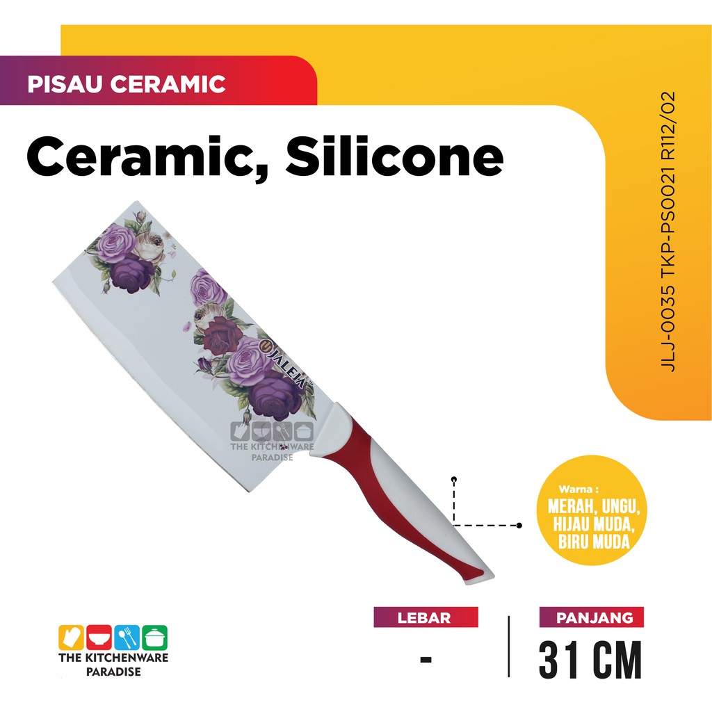 PISAU DAGING BAHAN KERAMIK MOTIF BUNGA