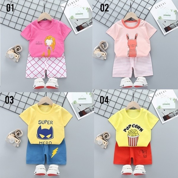 LIN9067 - 2in1 Setelan Atasan Lengan Pendek + Celana Pendek Bayi Cotton Set Baju Bayi Anak Katun Lembut pakaian bayi anak