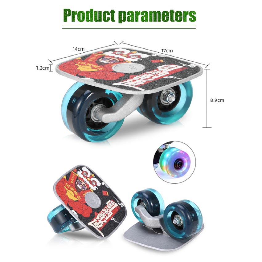 Papan Luncur Skateboard Plate Drift Two Roller dengan Lampu Kilat Anti Slip Blue Wheel