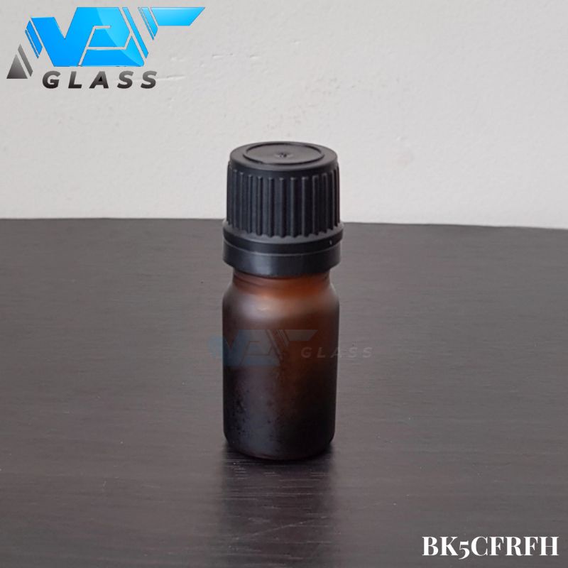 botol kaca 5ml amber coklat doff frosted tutup filler hitam