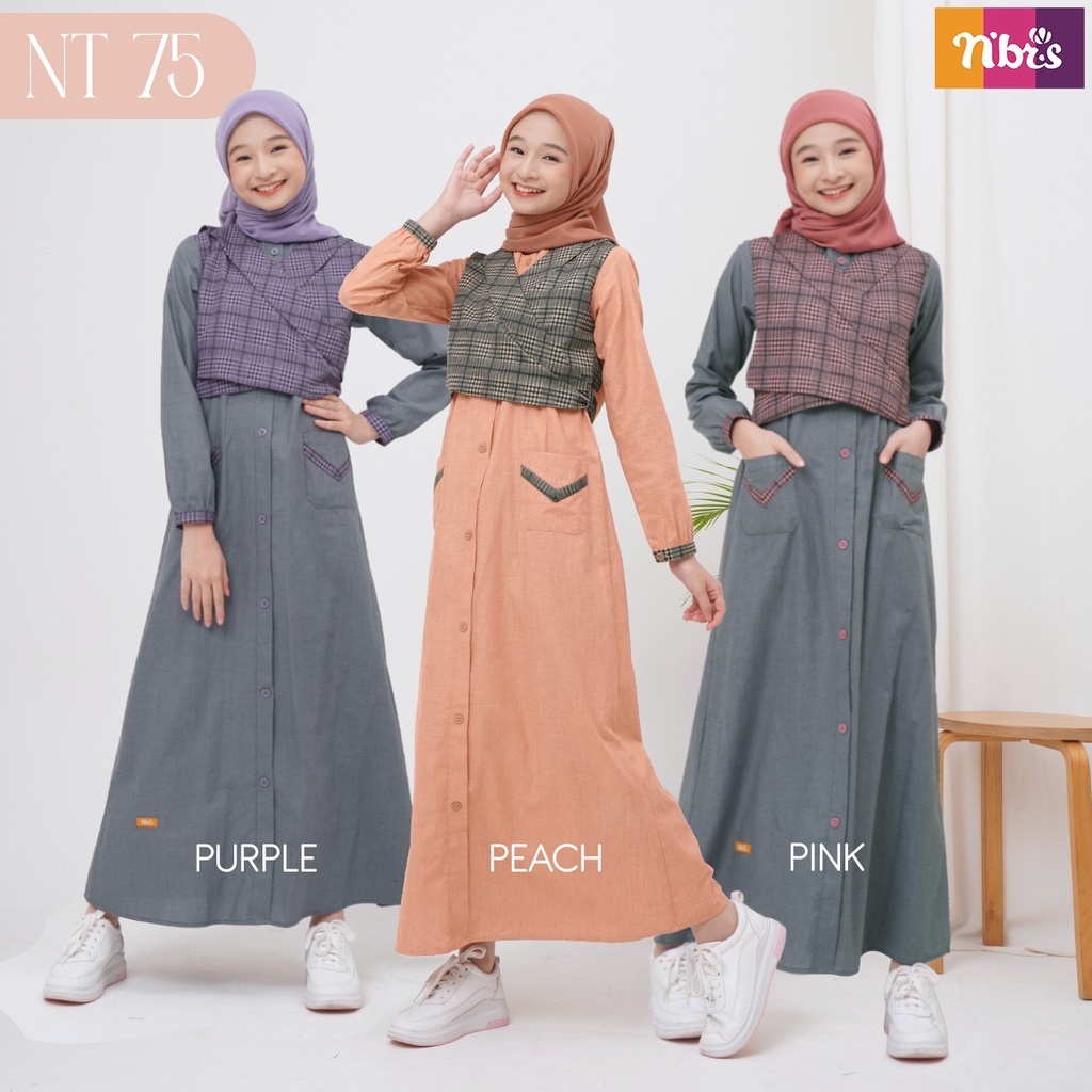 Gamis Nibras NT 75 / Fashion Muslim Nibras Gamis Remaja Terbaru 2022