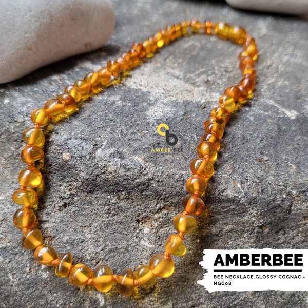 Kalung Amber Anak Premium Glossy Cognac NGC08