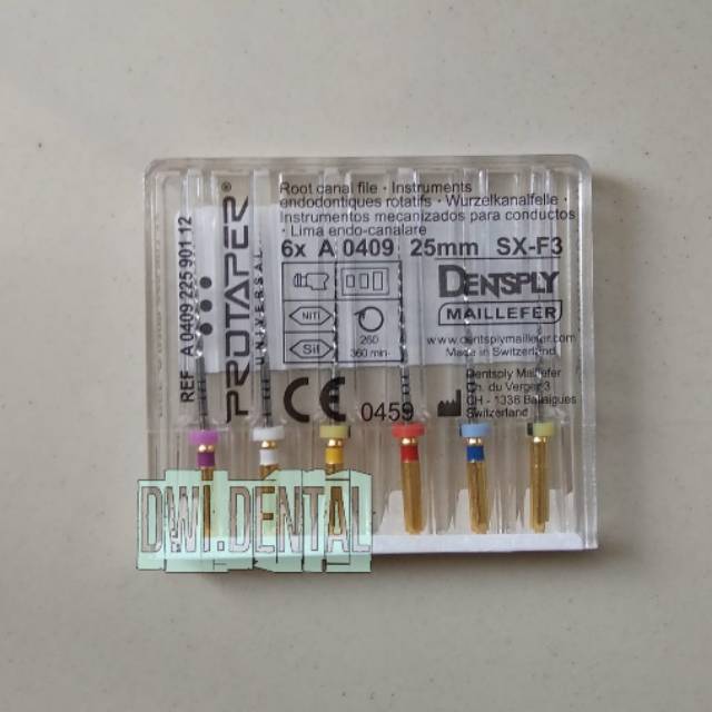 E3.6 -Dental rotary files NiTi dentsply protaper SX S1 S2 F1 F2 F3  length 25mm low speed