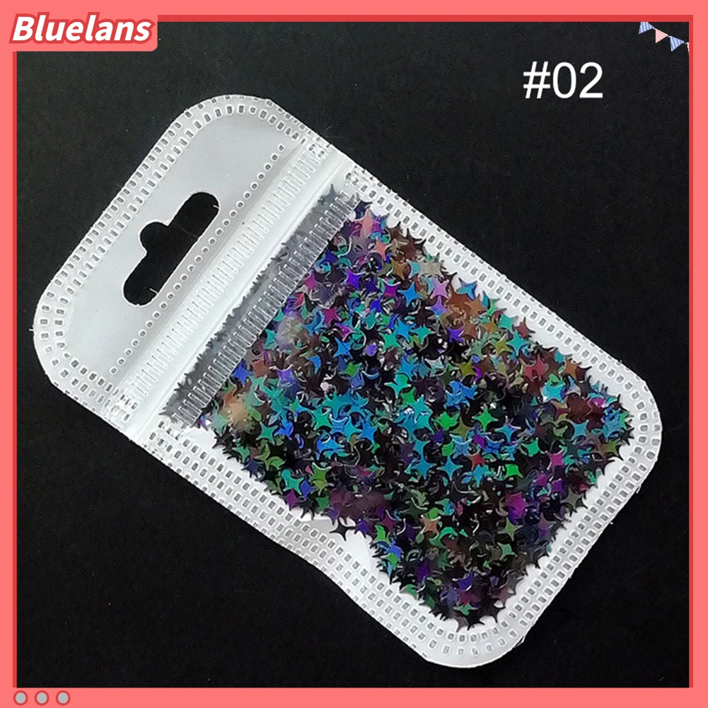 Bluelans Payet Glitter Bentuk Salib / Bintang / Kepingan Salju Untuk Dekorasi Nail Art 3D