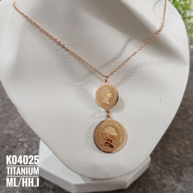 Kalung Titanium Motif Koin Bertingkat K04025
