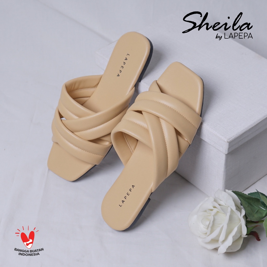 AVLINSTORE - tipe SHEILA Sandal Wanita Teplek Kekinian Casual Model Silang 3 Unik