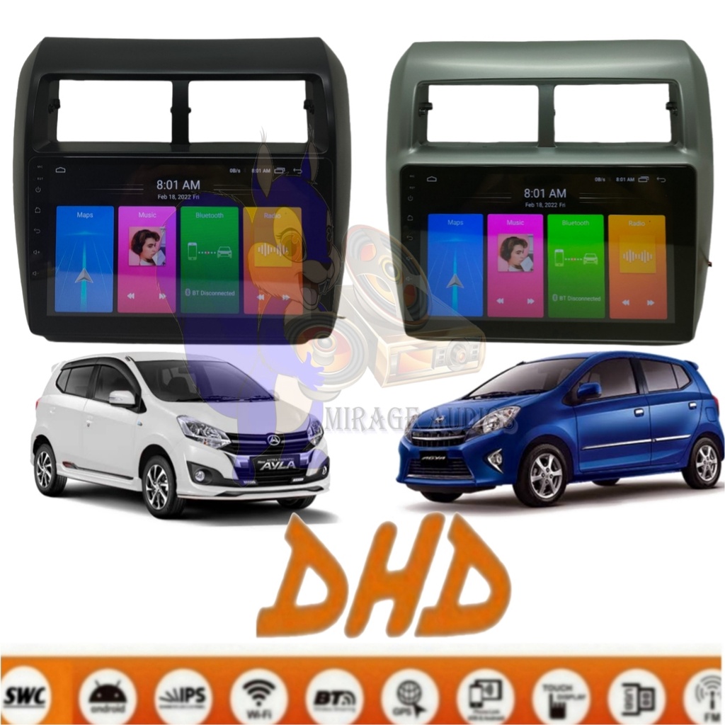 Head Unit Android Dhd  Agya Ayla 9 inch Plug And Play