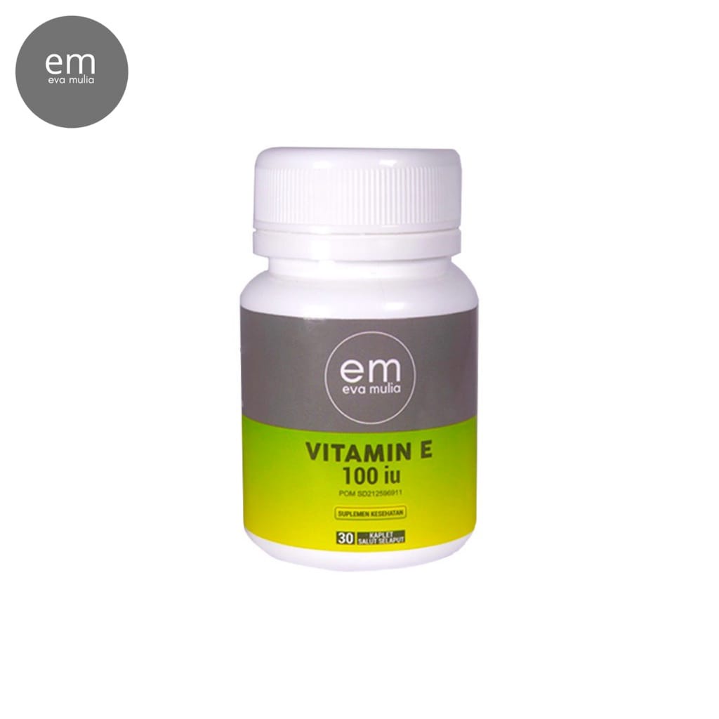 Vitamin E 100 iu 30 kaplet Salut Selaput(Untuk Pori-Pori dan Kesehatan Kulit) Eva Mulia