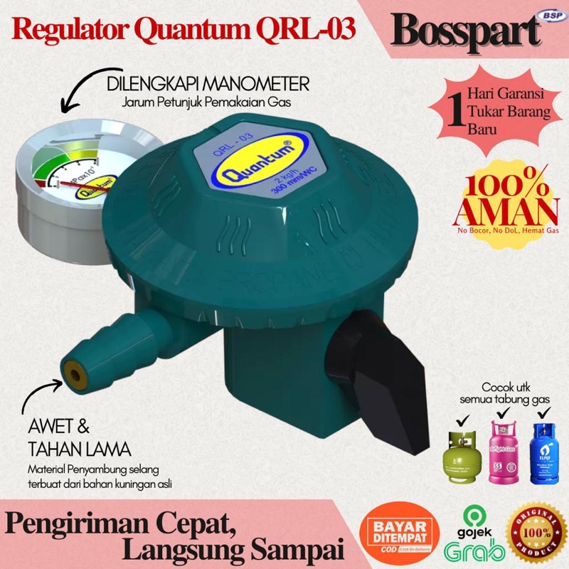 QUANTUM Regulator Gas LPG QRL-03 / QRL-04Plus / QRL-14 / Regulator Tekanan Rendah dengan Meteran