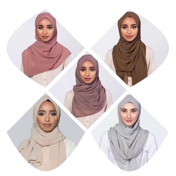 RSB HJB053 Jilbab Pashmina Heavy Chiffon Hijab Pasmina Premium Import