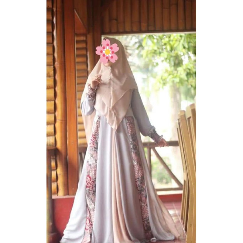 Set Partini Gamis Syari Hijab Muslim Ceruty Babydoll Batik