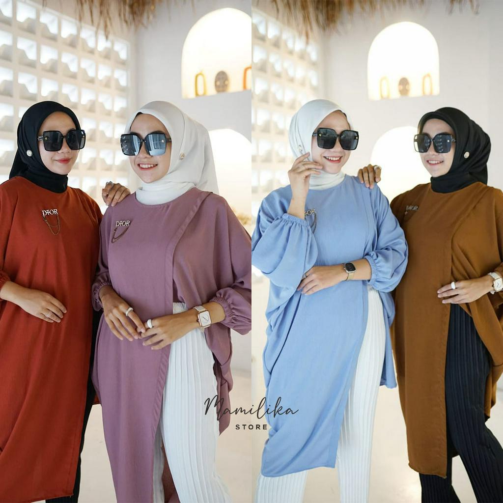 SET KAFTAN TUNIK CELANA PLISKET CRINKEL AIRFLOW